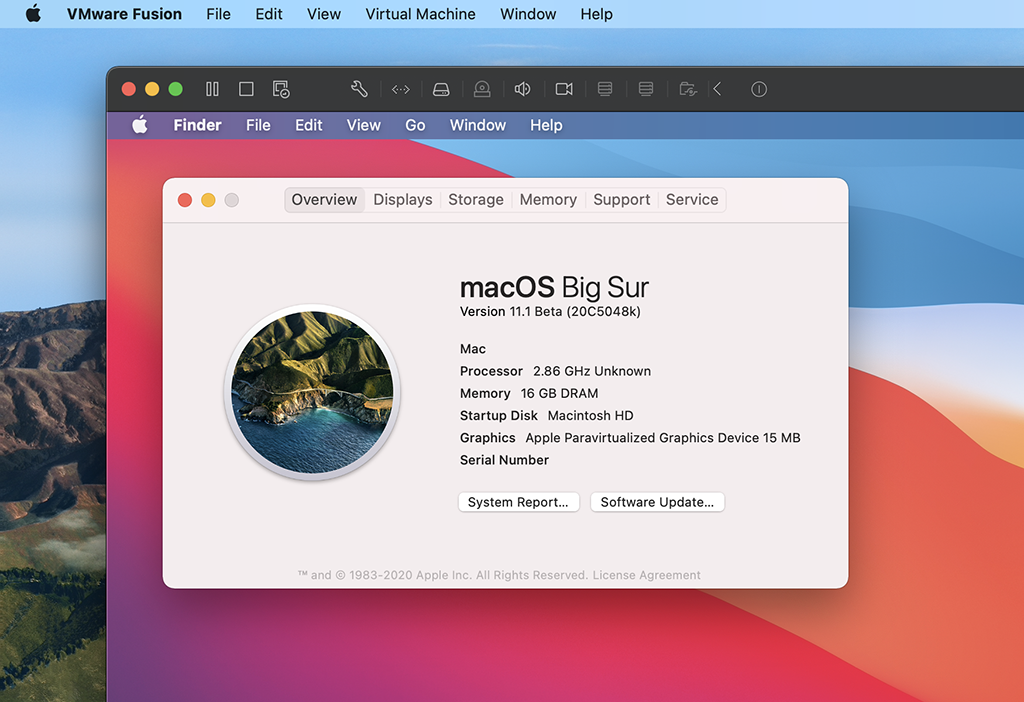 macOS Big Sur VMs with Metal